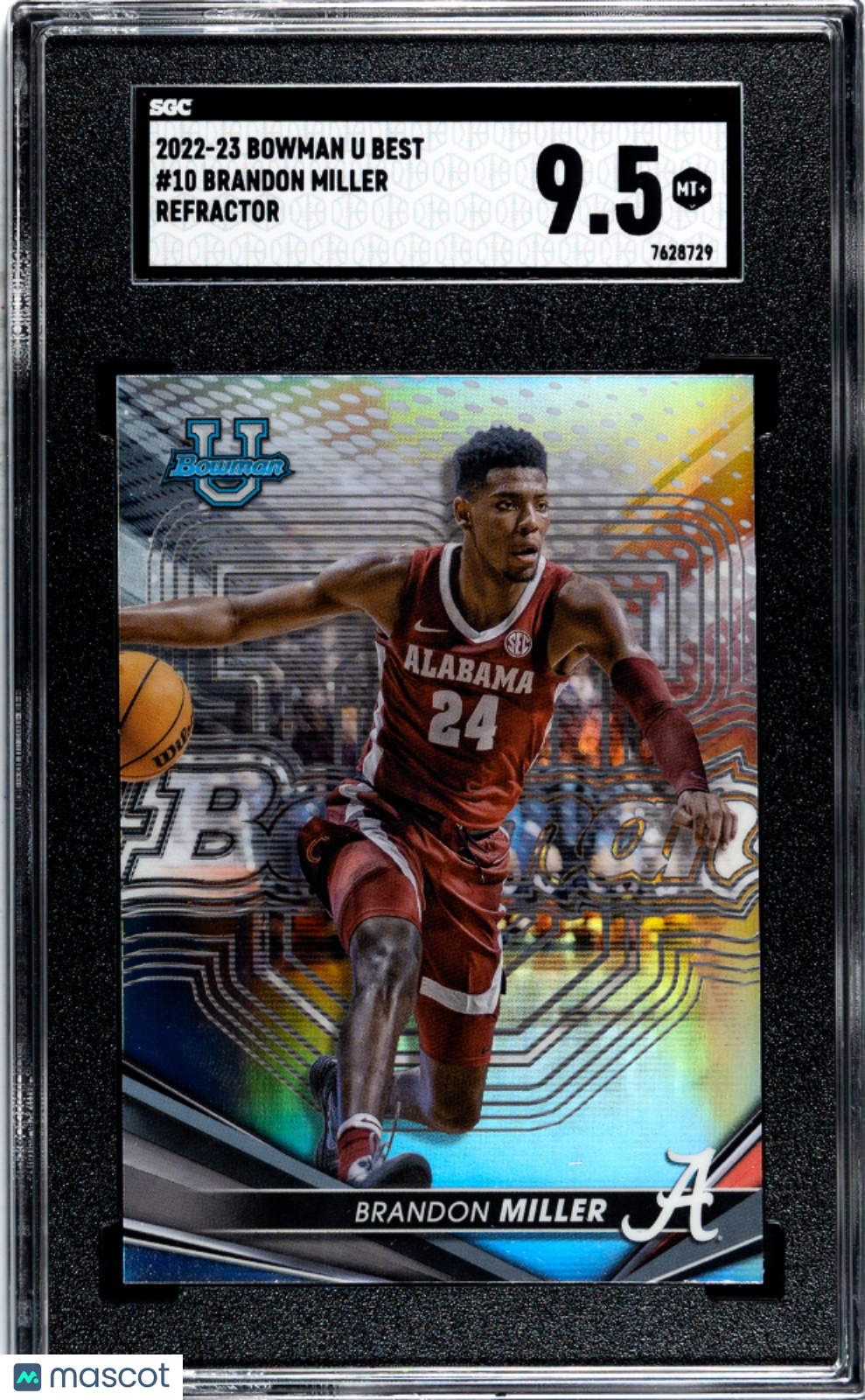 2022 Bowman University Best Brandon Miller #10 Refractor SGC 9.5
