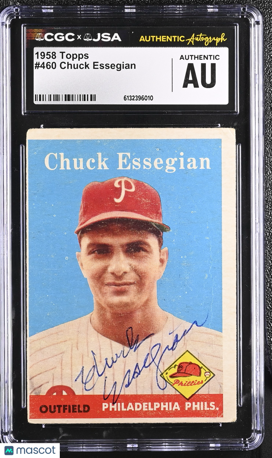 1958 Topps Chuck Essegian Auto Autograph #460 CGC Authentic JSA Phillies