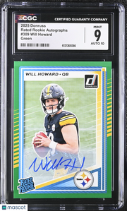 2025 Donruss Will Howard Green Rated Rookie Autographs #309 CGC 9 Steelers