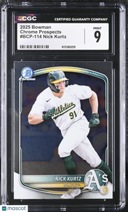 2025 Bowman Nick Kurtz Rookie Chrome Prospects #BCP-114 CGC 9 Oakland Athletics