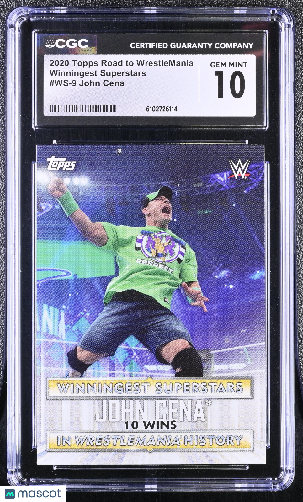 2020 Topps Road To Wrestlemania John Cena Winningest Superstars #WS-9 CGC 10