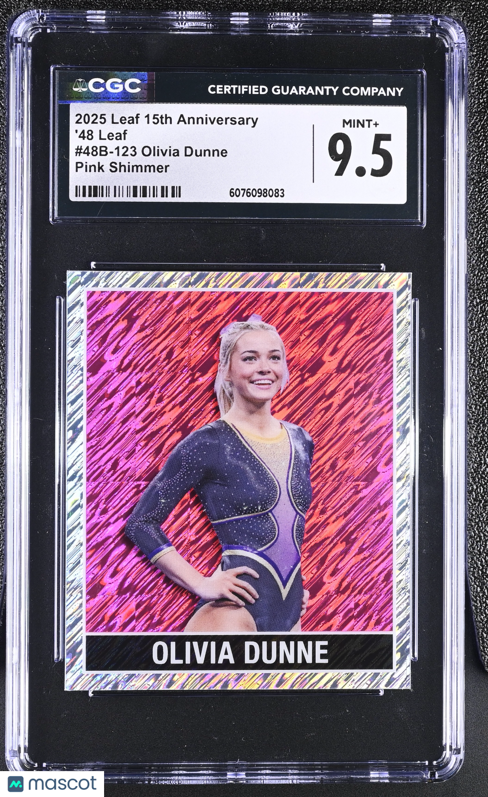 2025 Leaf 15th Anniversary Olivia Dunne 8/8 '48 Leaf #48B-123 Pink Shimmer CGC 9.5