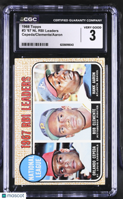 1968 Topps '67 NL RBI Leaders Cepeda/Clemente/Aaron #3 CGC 3
