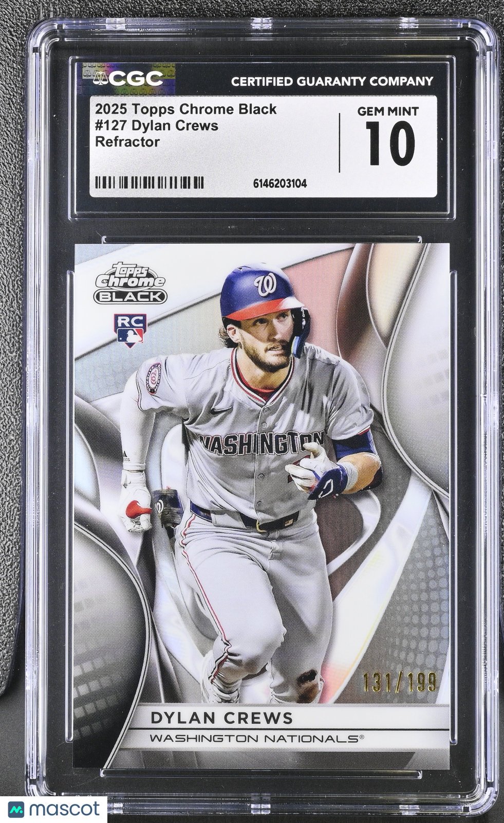 2025 Topps Chrome Black Dylan Crews Refractor /199 Rookie #127 CGC 10 Nationals