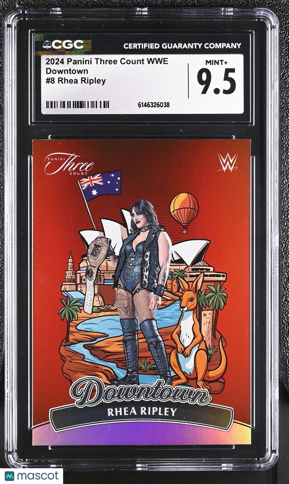 2024 Panini Three Count WWE Rhea Ripley Downtown #8 CGC 9.5