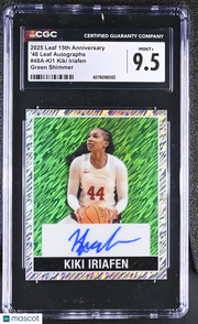 2025 Leaf 15th Anniversary Kiki Iriafen Green Shimmer 1/1 Auto Rookie CGC 9.5