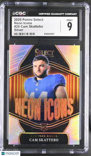 2025 Panini Select Cam Skattebo Silver Rookie Neon Icons #20 CGC 9 Giants