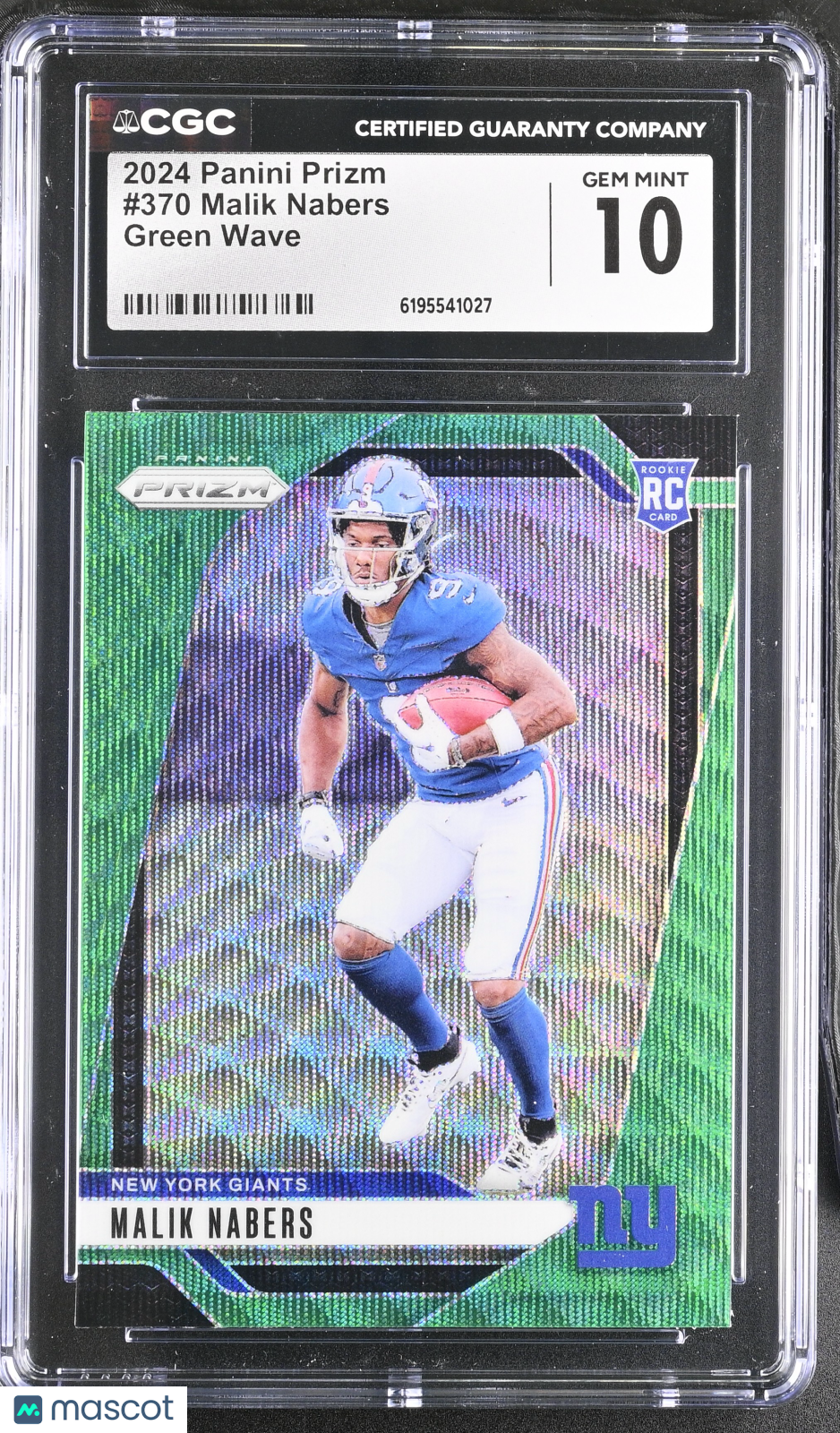 2024 Panini Prizm Malik Nabers Green Wave Rookie #370 CGC 10 New York Giants
