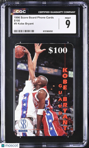 1996 Score Board Phone Cards Kobe Bryant $100 #9 CGC 9 Los Angeles Lakers