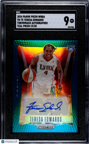 2024 Panini Prizm Wnba Teresa Edwards Throwback Auto Teal /35 #TB-TE SGC 9 Lynx