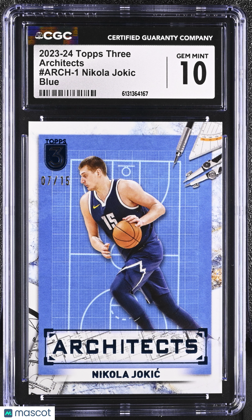 2023-24 Topps Three Nikola Jokic Blue /15 Architects #ARCH-1 CGC 10 Nuggets
