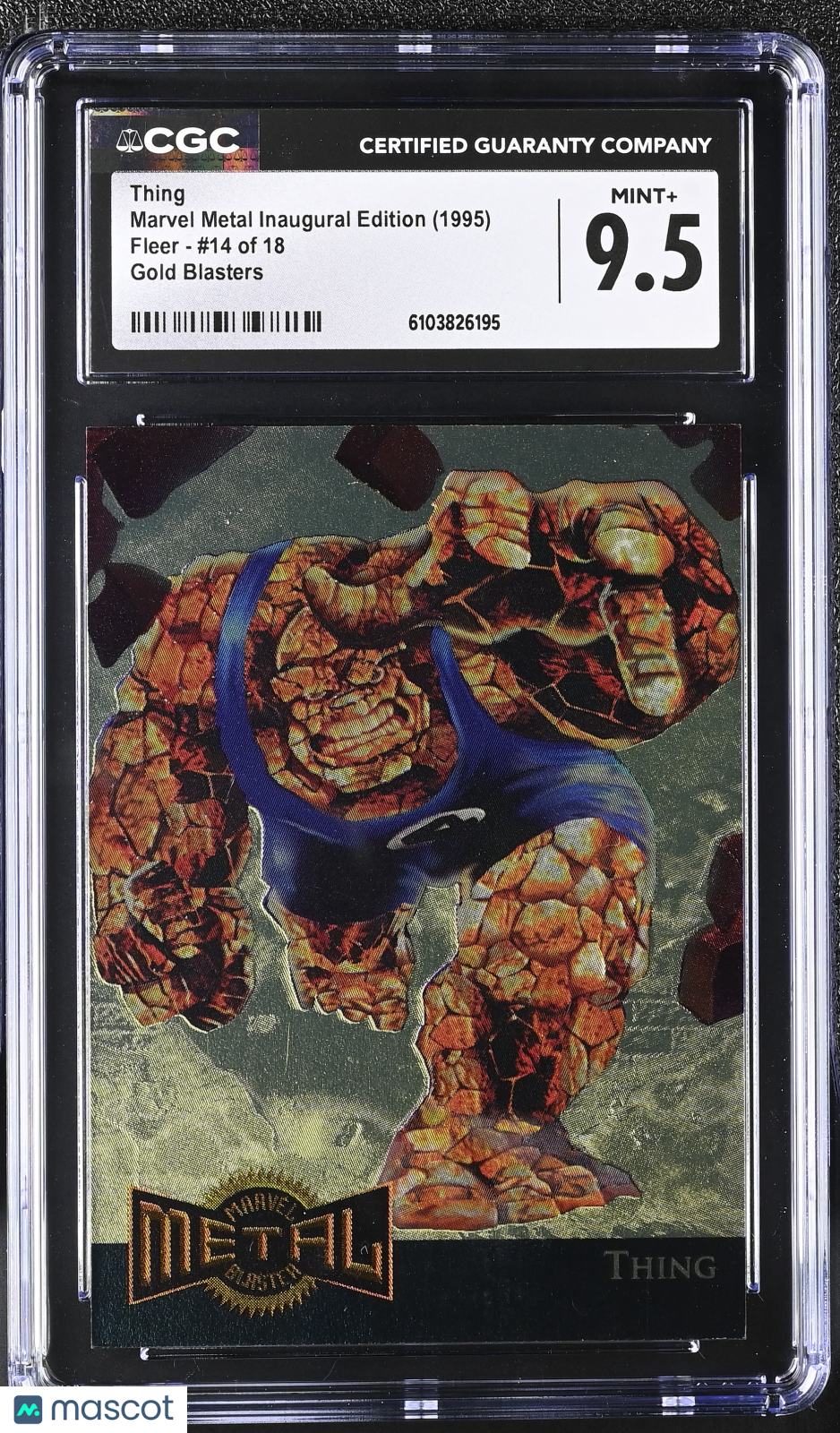 1995 Fleer Marvel Metal Inaugural Edition Thing #14 of 18 Gold Blasters CGC 9.5