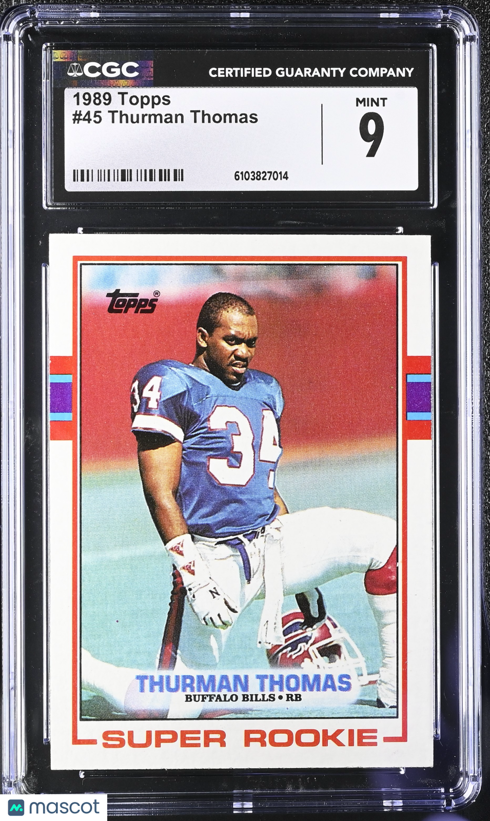 1989 Topps Thurman Thomas Rookie #45 CGC 9 Buffalo Bills