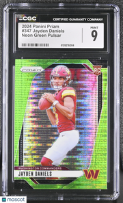 2024 Panini Prizm Jayden Daniels Neon Green Pulsar Rookie #347 CGC 9 Commanders