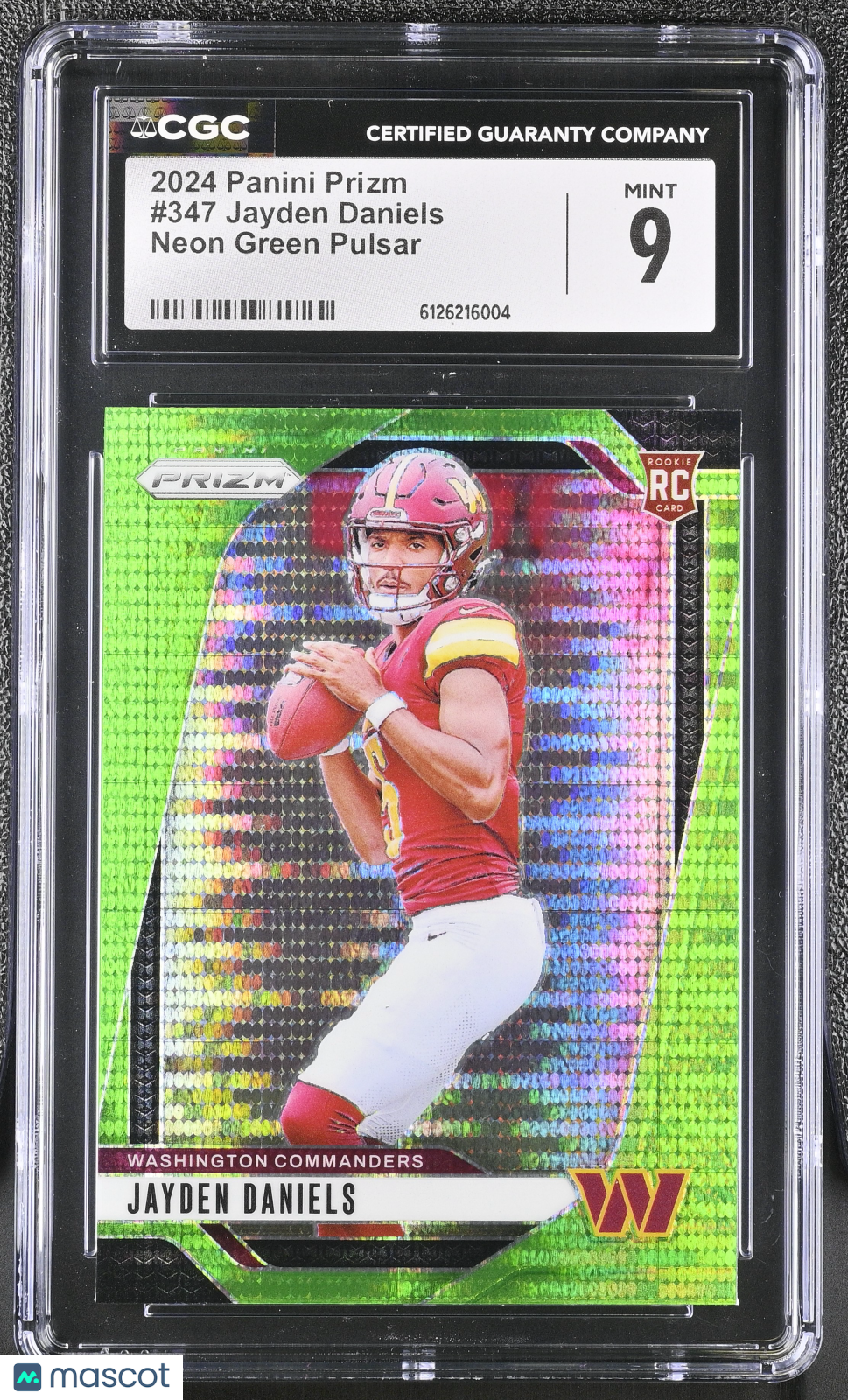 2024 Panini Prizm Jayden Daniels Neon Green Pulsar Rookie #347 CGC 9 Commanders