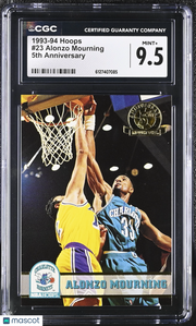 1993-94 Hoops Alonzo Mourning 5th Anniversary #23 CGC 9.5 Charlotte Hornets