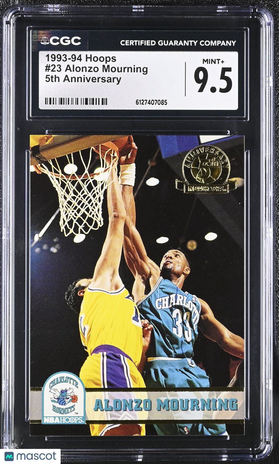 1993-94 Hoops Alonzo Mourning 5th Anniversary #23 CGC 9.5 Charlotte Hornets