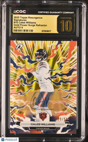 2025 Topps Resurgence Caleb Williams #16 Gold Power Surge /50 Auto CGC 10