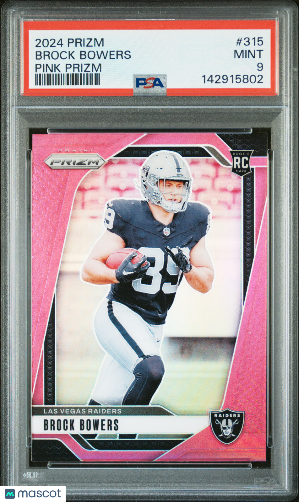 2024 Panini Prizm Brock Bowers Pink Rookie #315 PSA 9 Las Vegas Raiders