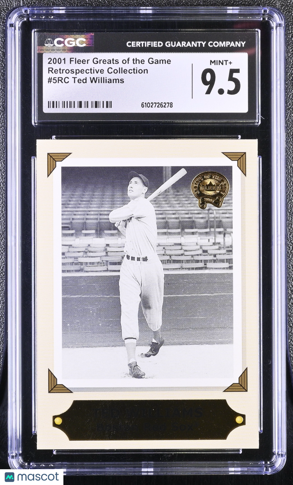 2001 Fleer Greats Of The Game Ted Williams Retrospective #5RC CGC 9.5 Red Sox
