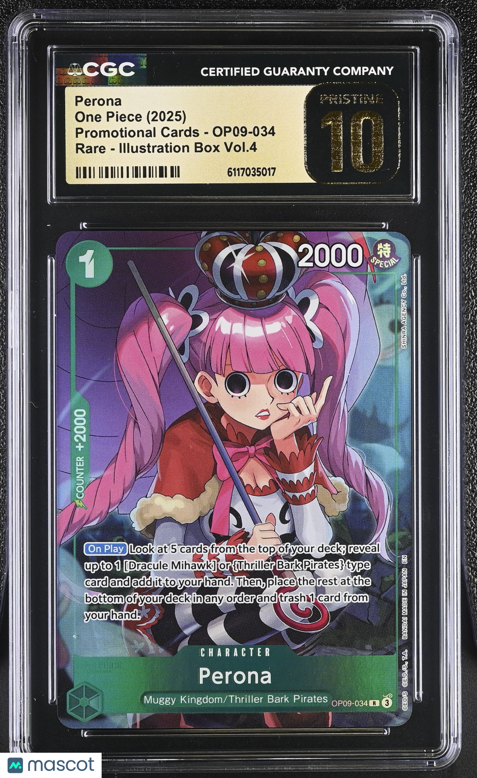 One Piece Promotional Cards Perona Illustration Box 4 CGC 10 OP09-034 Pristine