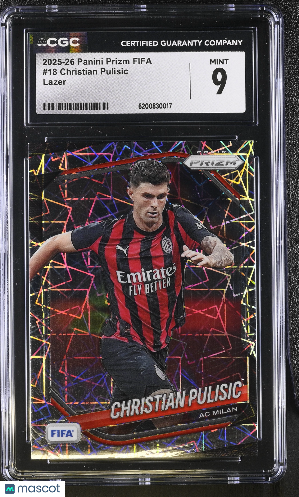 2025-26 Panini Prizm FIFA Christian Pulisic Lazer #18 CGC 9 AC Milan
