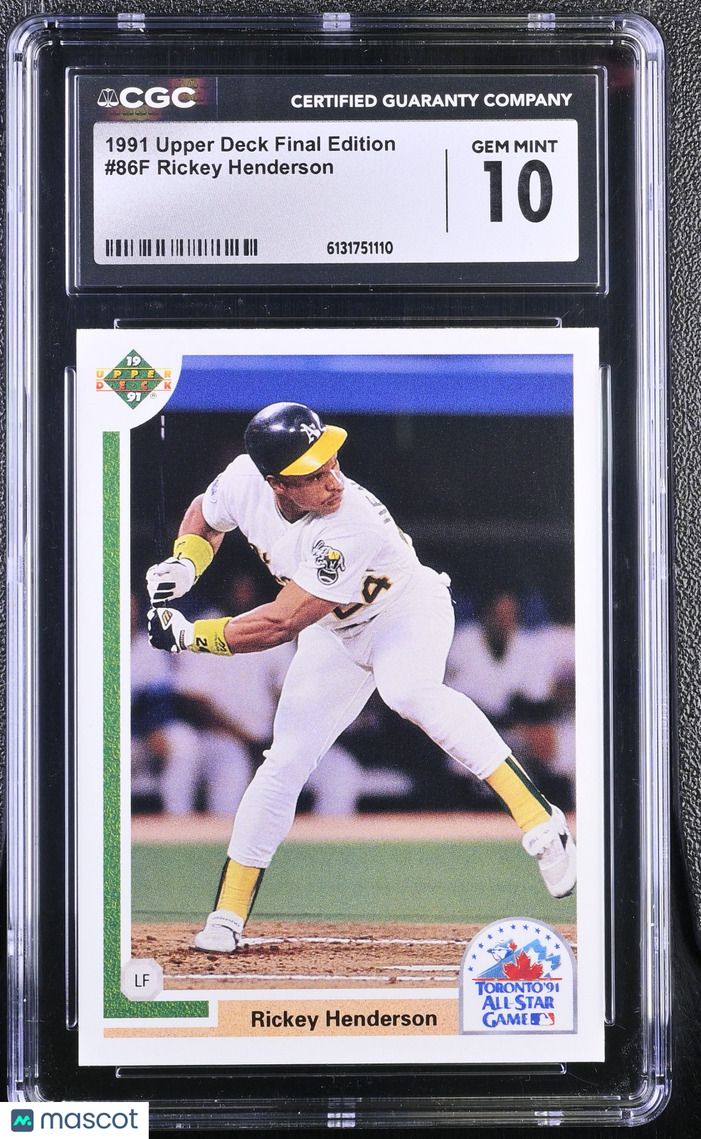 1991 Upper Deck Final Edition Rickey Henderson #86F CGC 10 Oakland Athletics