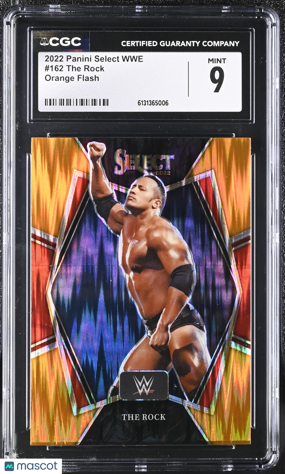 2022 Panini Select WWE The Rock Orange Flash #162 CGC 9