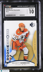 2025-26 SP Beckett Sennecke Blue Rookie #108 CGC 10 Anaheim Ducks