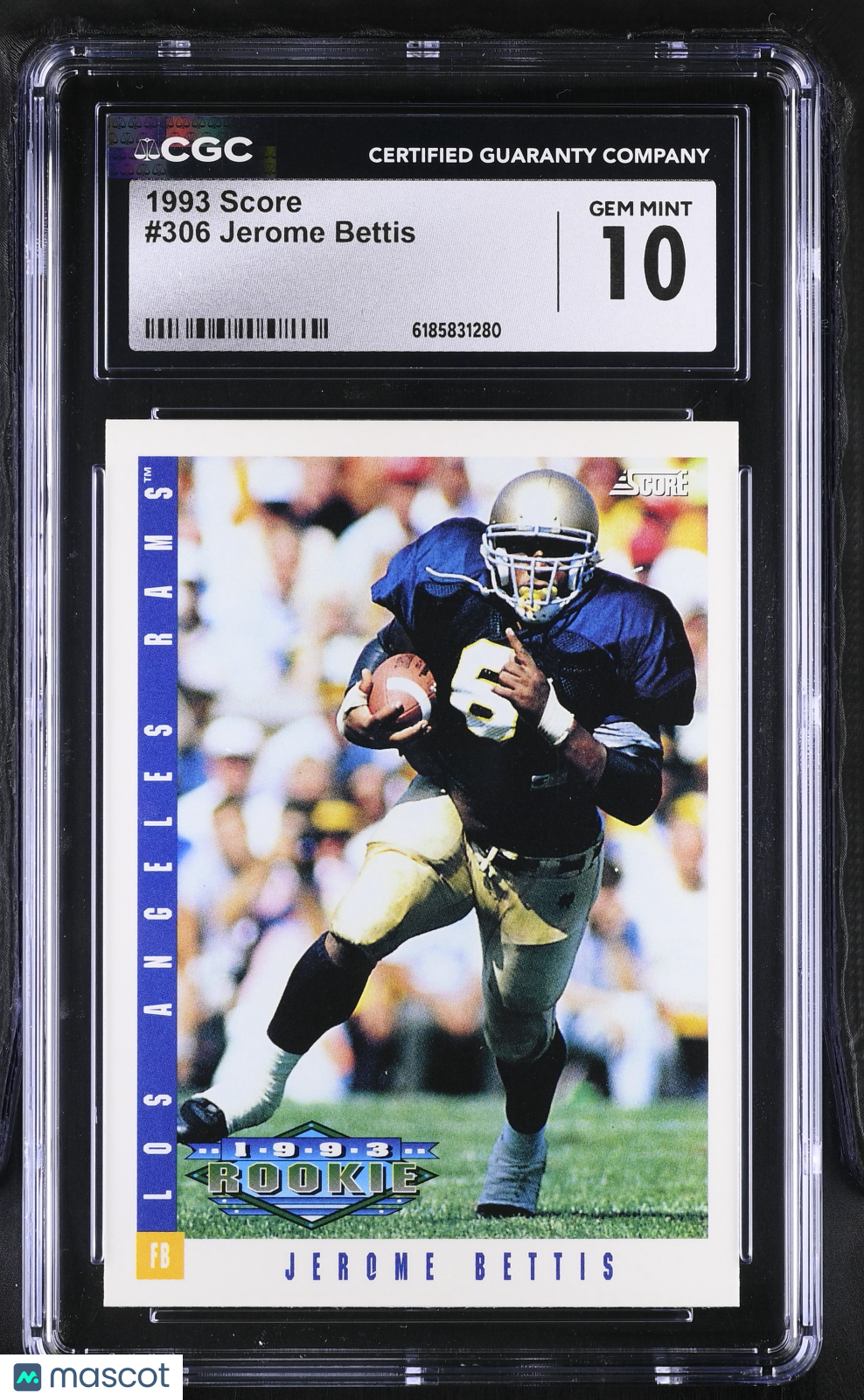 1993 Score Jerome Bettis Rookie #306 CGC 10 Los Angeles Rams