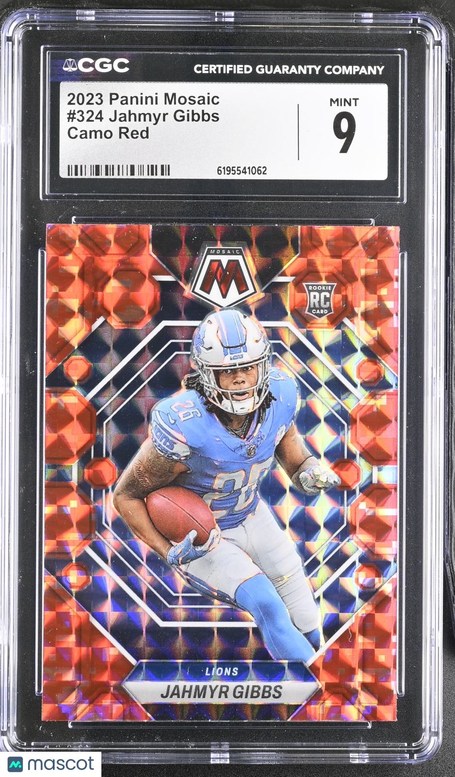 2023 Panini Mosaic Jahmyr Gibbs Camo Red Rookie #324 CGC 9 Detroit Lions