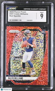 2024 Panini Prizm Caleb Williams Red Sparkle Rookie #301 CGC 9 Chicago Bears