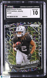 2025 Panini Prizm Ashton Jeanty Lazer Rookie #315 CGC 10 Las Vegas Raiders