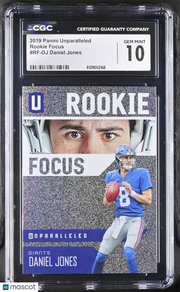 2019 Panini Unparalleled Daniel Jones Rookie Rookie Focus #RF-DJ CGC 10 Giants