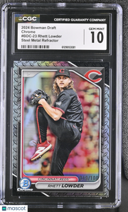 2024 Bowman Draft Rhett Lowder Steel Metal /100 Rookie Chrome BDC-23 CGC 10 Reds