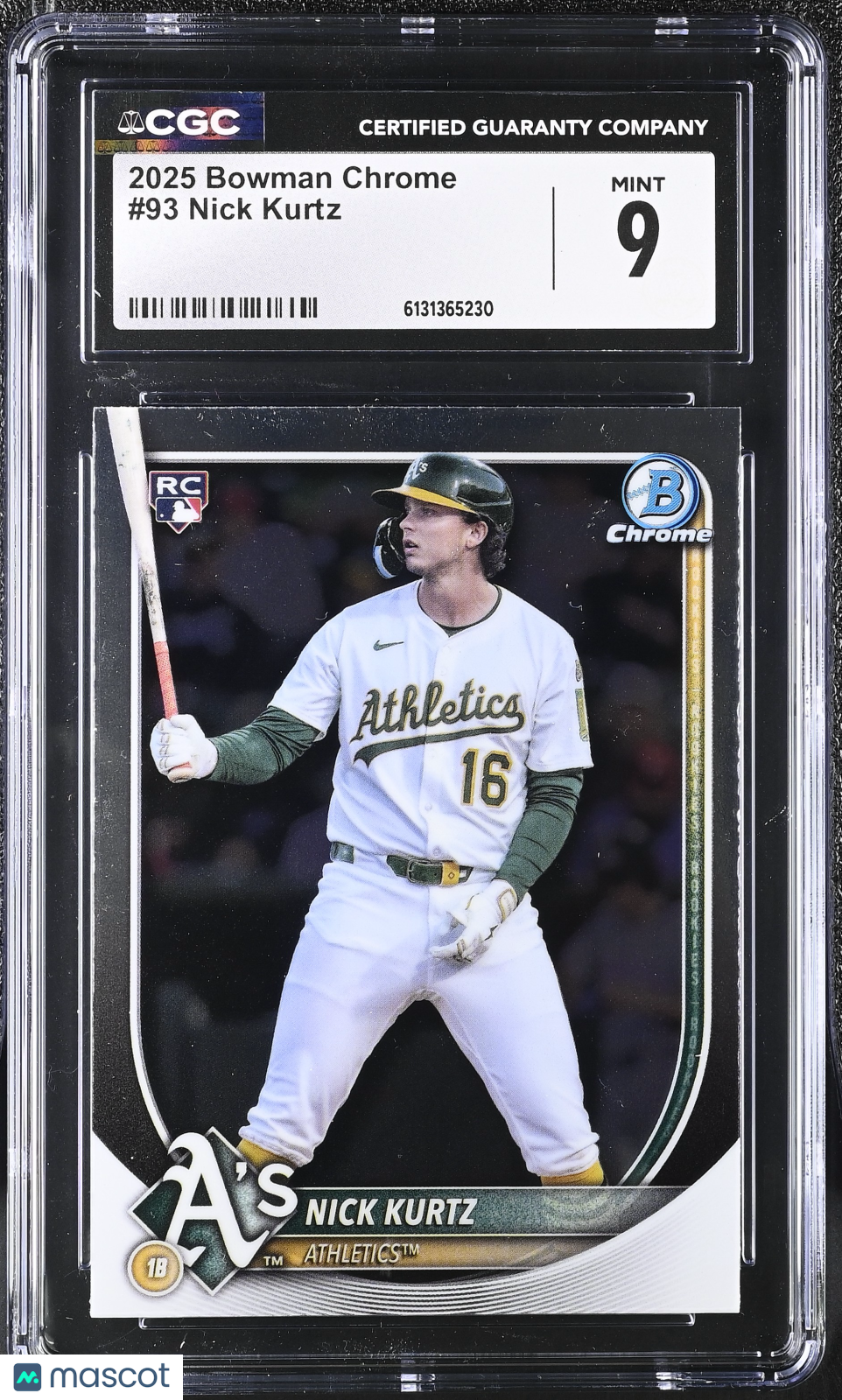 2025 Bowman Chrome Nick Kurtz Rookie #93 CGC 9 Oakland Athletics