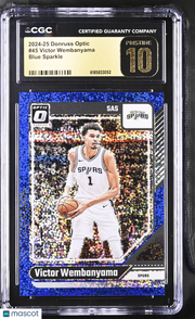 2024-25 Donruss Optic Victor Wembanyama #45 Blue Sparkle CGC 10 Pristine /180