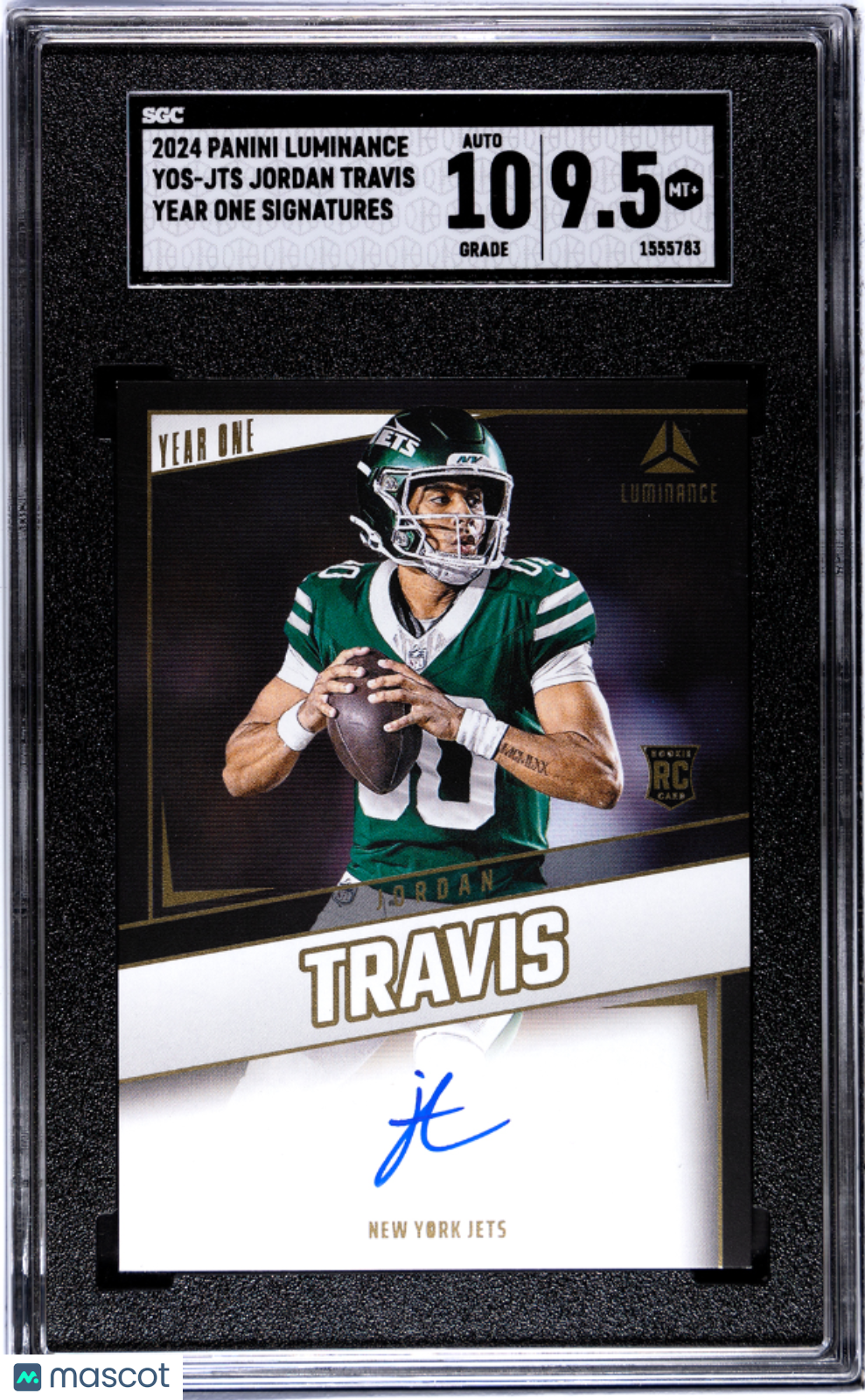 2024 Luminance Jordan Travis Year One Signature Auto Rookie YOS-JTS SGC 9.5 Jets