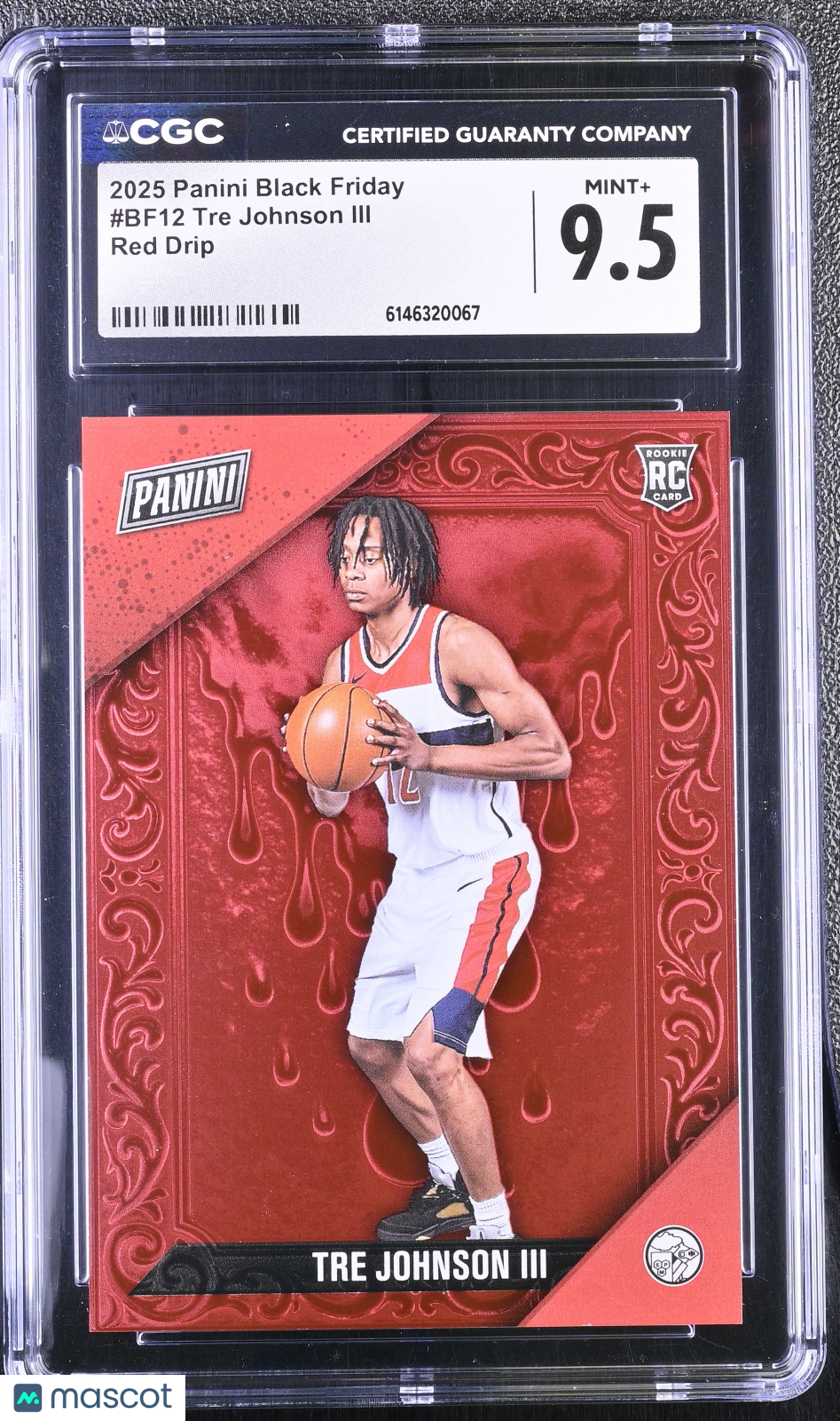 2025 Panini Black Friday Tre Johnson Red Drip /75 Rookie #BF12 CGC 9.5 Wizards