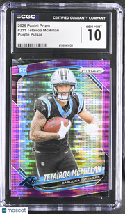 2025 Panini Prizm Tetairoa McMillan Purple Pulsar Rookie #311 CGC 10 Panthers