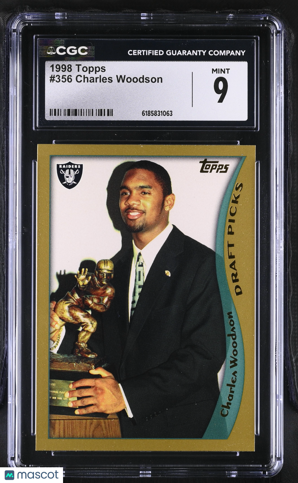1998 Topps Charles Woodson Rookie #356 CGC 9 Oakland Raiders
