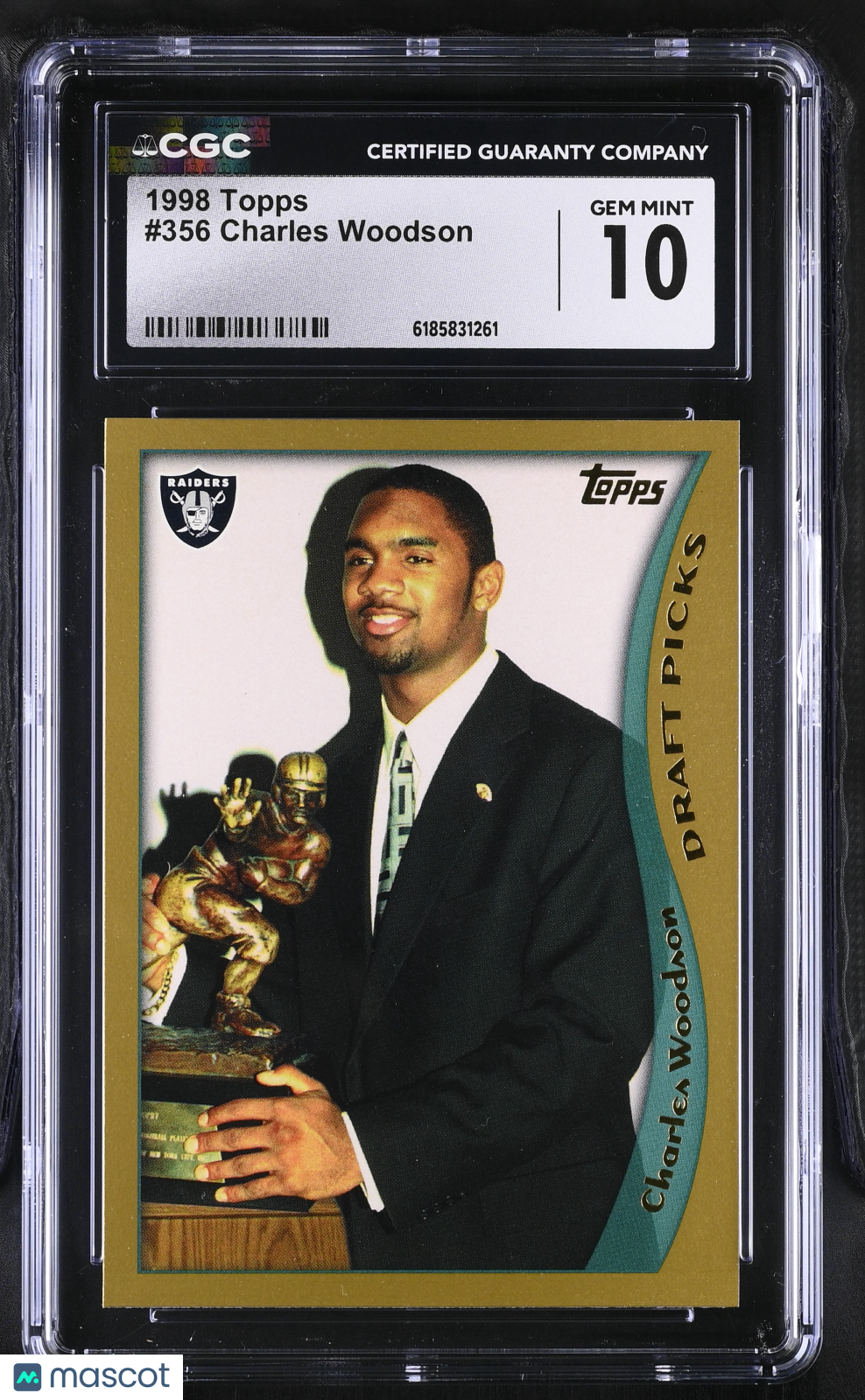 1998 Topps Charles Woodson Rookie #356 CGC 10 Los Angeles Raiders