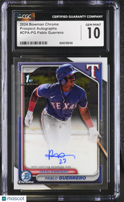 2024 Bowman Chrome Pablo Guerrero Rookie Prospect Auto #CPA-PG CGC 10 Rangers