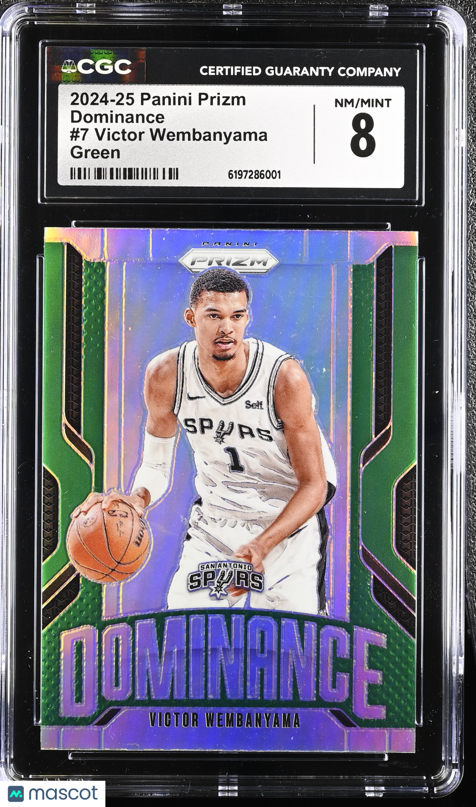 2024-25 Panini Prizm Victor Wembanyama Green Dominance #7 CGC 8 Spurs