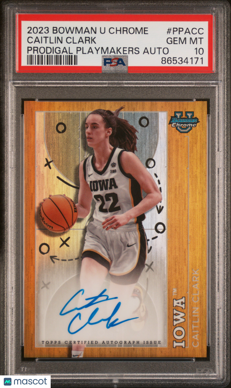2023 Bowman University Chrome Prodigal Playmakers Auto Caitlin Clark PSA 10