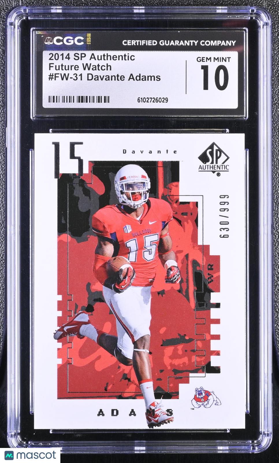 2014 SP Authentic Davante Adams /999 Rookie Future Watch CGC 10 Fresno State