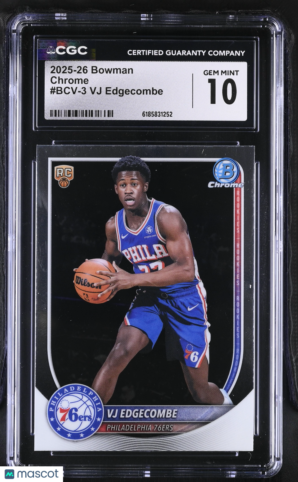 2025-26 Bowman VJ Edgecombe Rookie Chrome #BCV-3 CGC 10 Philadelphia 76ers