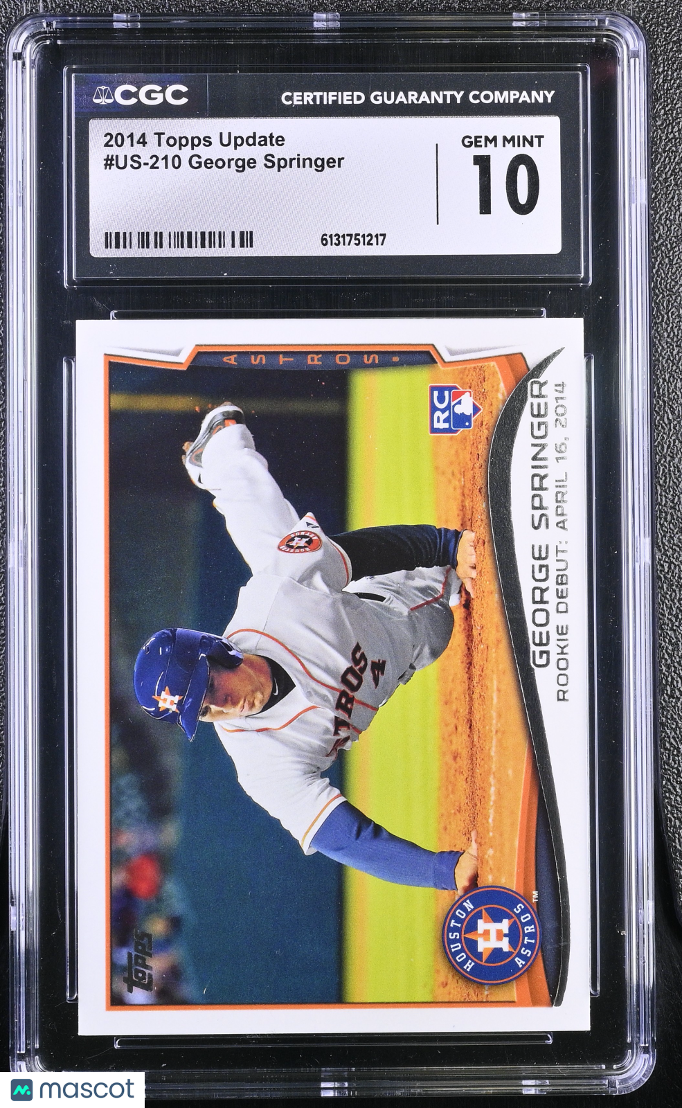 2014 Topps Update George Springer Rookie #US-210 CGC 10 Houston Astros