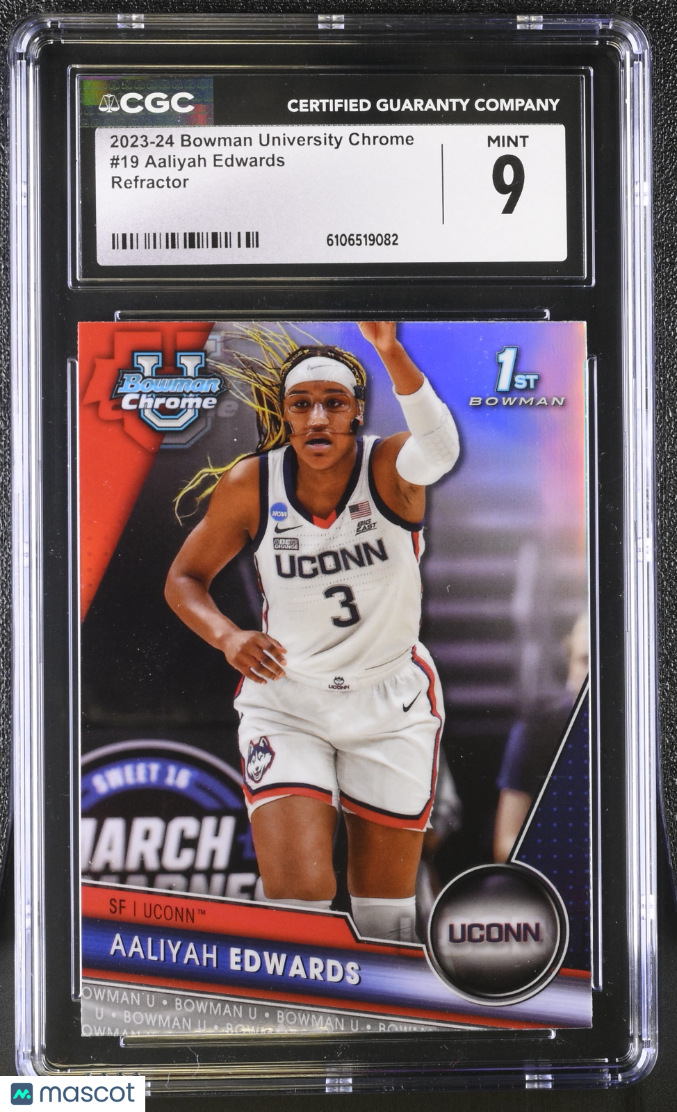2023-24 Bowman University Chrome Aaliyah Edwards Refractor #19 CGC 9