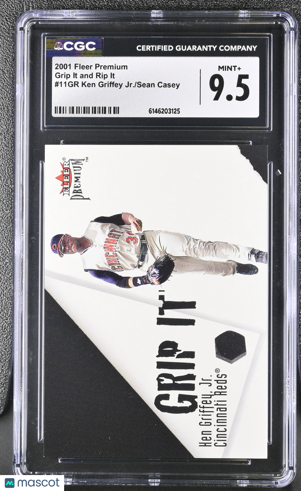 2001 Fleer Premium Ken Griffey Jr Sean Casey Grip It Rip It #11GR CGC 9.5 Reds
